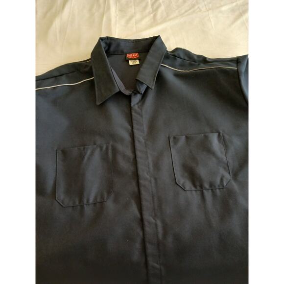 Red Kap Work Shirt Mens 3XL Navy Blue 2 Pocket Work Uniform Short Sleeve Utility - Picture 6 of 15